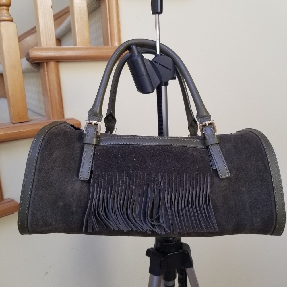 Burberry Elegant Gray Suede Handbag